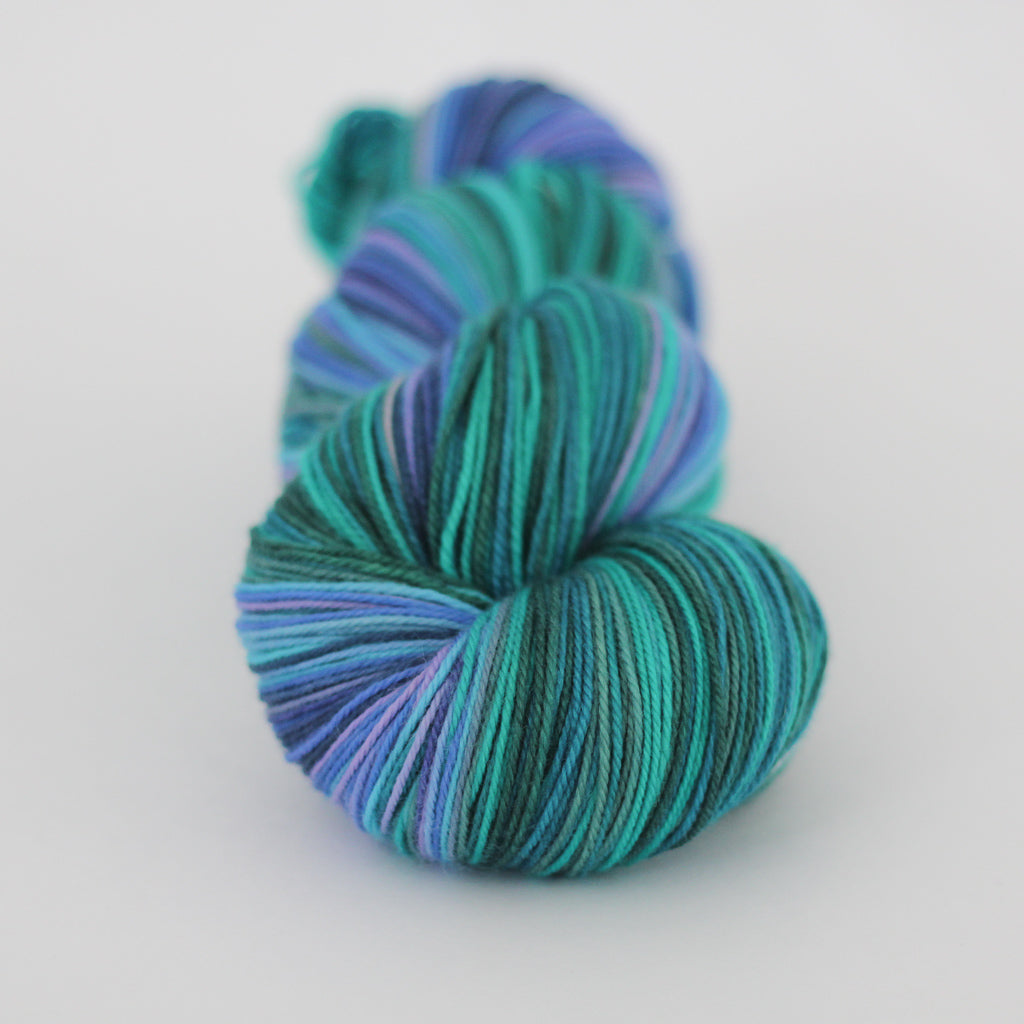 Azurite F SHAWL yarn purple green self striping fade gradient wool from Gauge Dye Works
