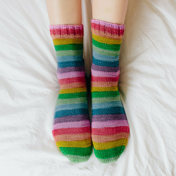 White Light socks | self striping classic yarn gauge dye works smooth operator socks by Susan b anderson