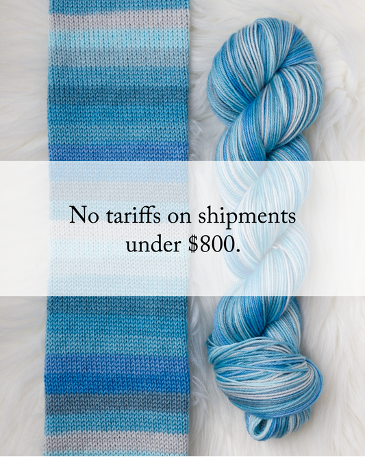 March aquamarine yarn blue stripes tariff update