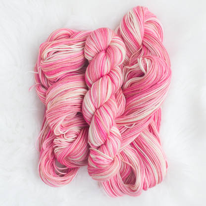 Cherry Blossom Sakura March birth month worsted yarn pink white gauge dye works knitting crochet