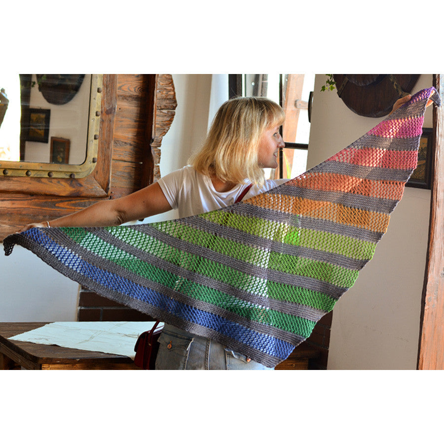 Concrete and Tulips self-striping Playground Shawl | Gauge Dye Works