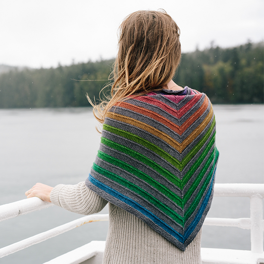 Concrete and Tulips self-striping rainbow shawl yarn | Gauge Dye Works