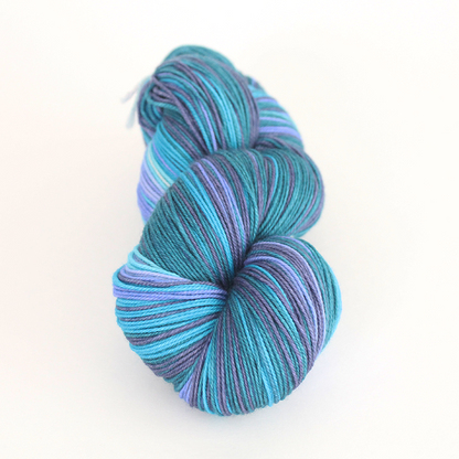 Purple Haze self-striping shawl yarn | Gauge