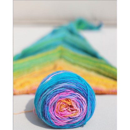 All Together Now self-striping shawl yarn | Gauge