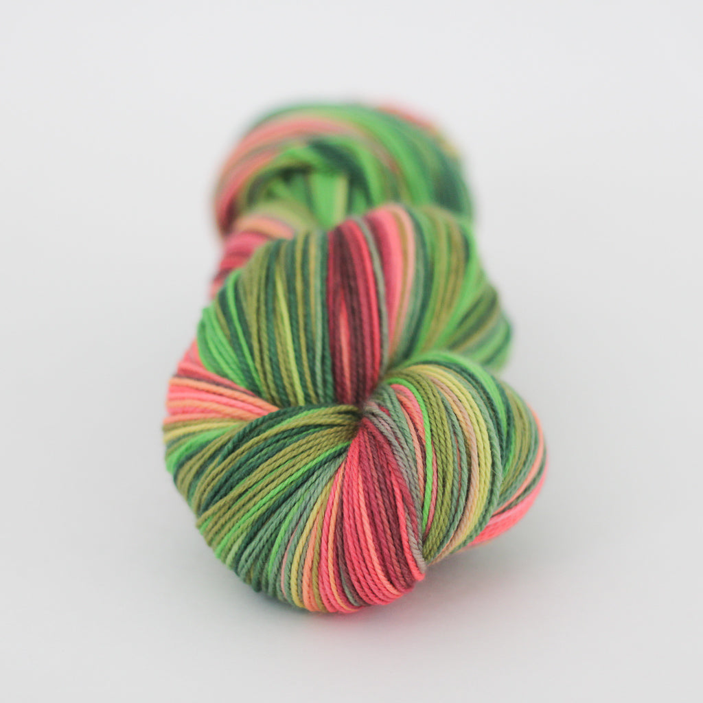 Azurite B SHAWL yarn orange red green self striping fade gradient wool from Gauge Dye Works
