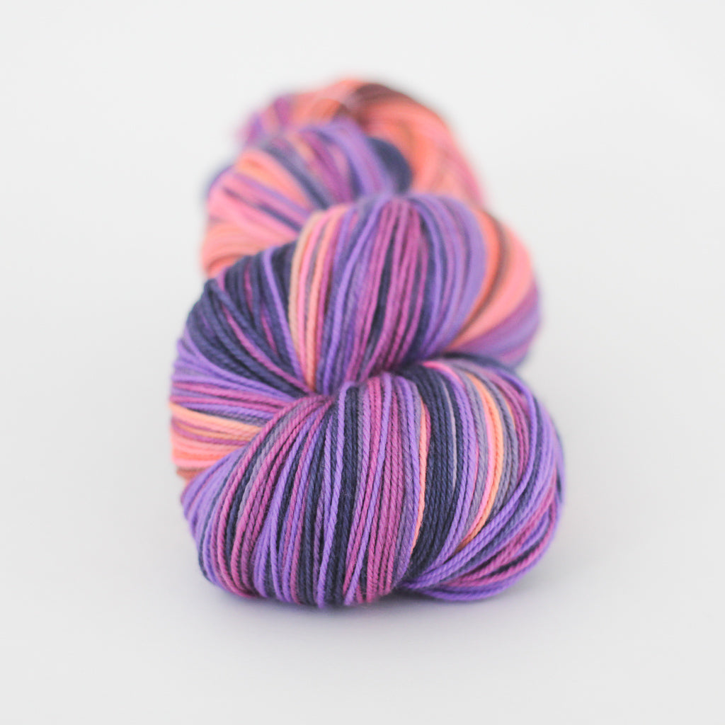 Azurite D SHAWL yarn orange pink purple self striping fade gradient wool from Gauge Dye Works