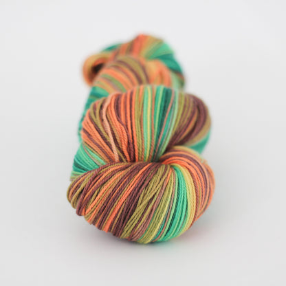 Azurite E SHAWL yarn green orange self striping fade gradient wool from Gauge Dye Works 