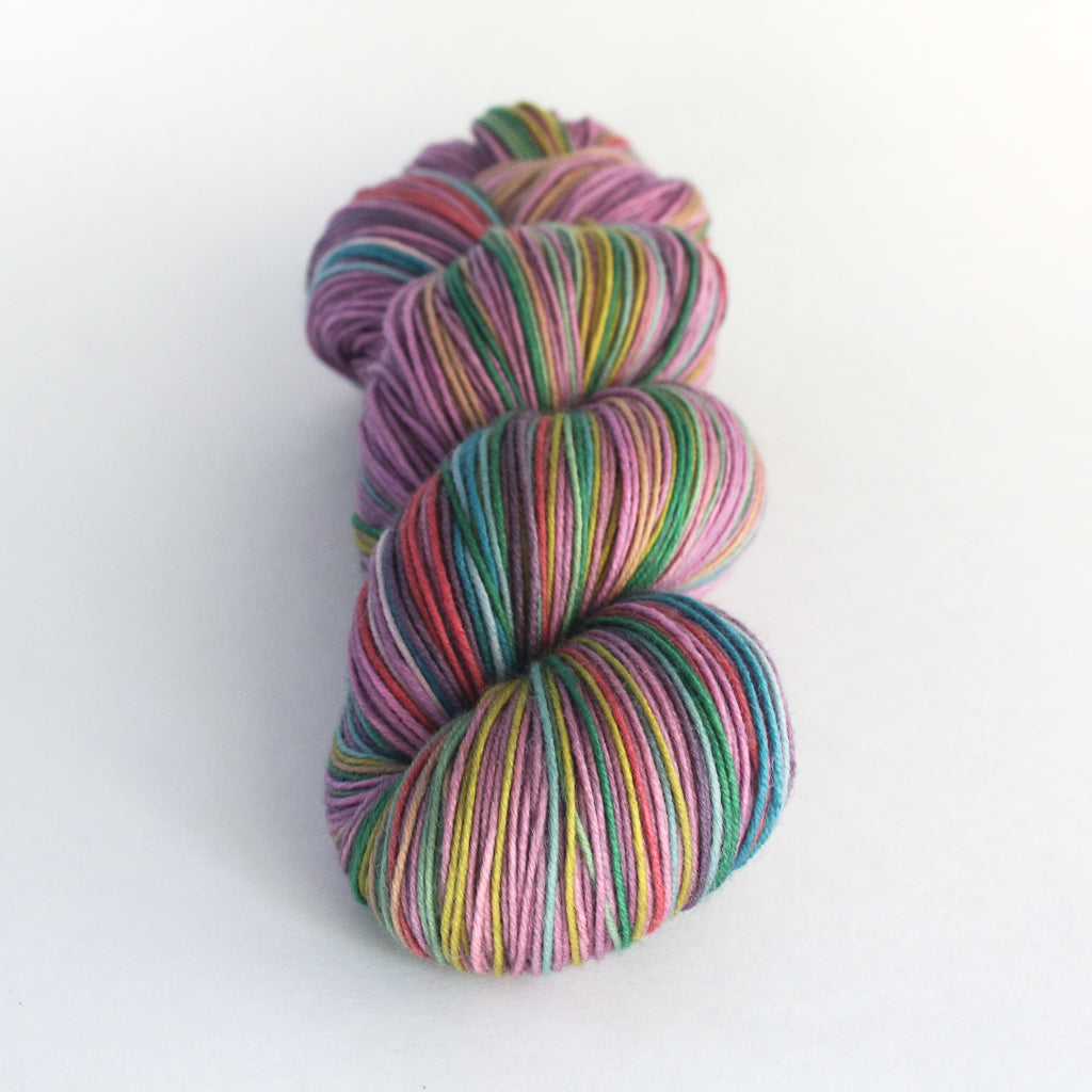 White Light self-striping sweater wool yarn rose pink Flax Light by Tin Can Knits | Gauge Dye Works