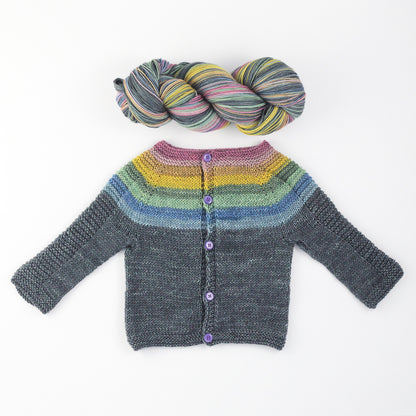 Flax Light knit sweater by Tin Can Knits | Rainbow Whiskey in a Teacup self striping yarn from Gauge Dye Works