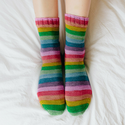 White Light socks | self striping classic yarn gauge dye works smooth operator socks by Susan b anderson