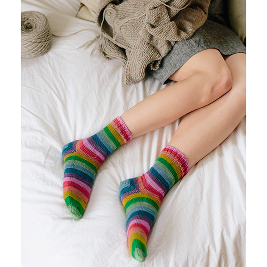 White Light socks | self striping classic yarn gauge dye works smooth operator socks by Susan b anderson