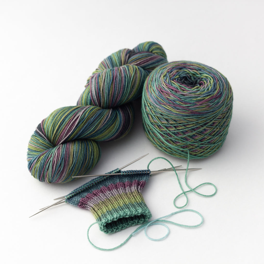 Siren Song self striping sock yarn gauge dye works