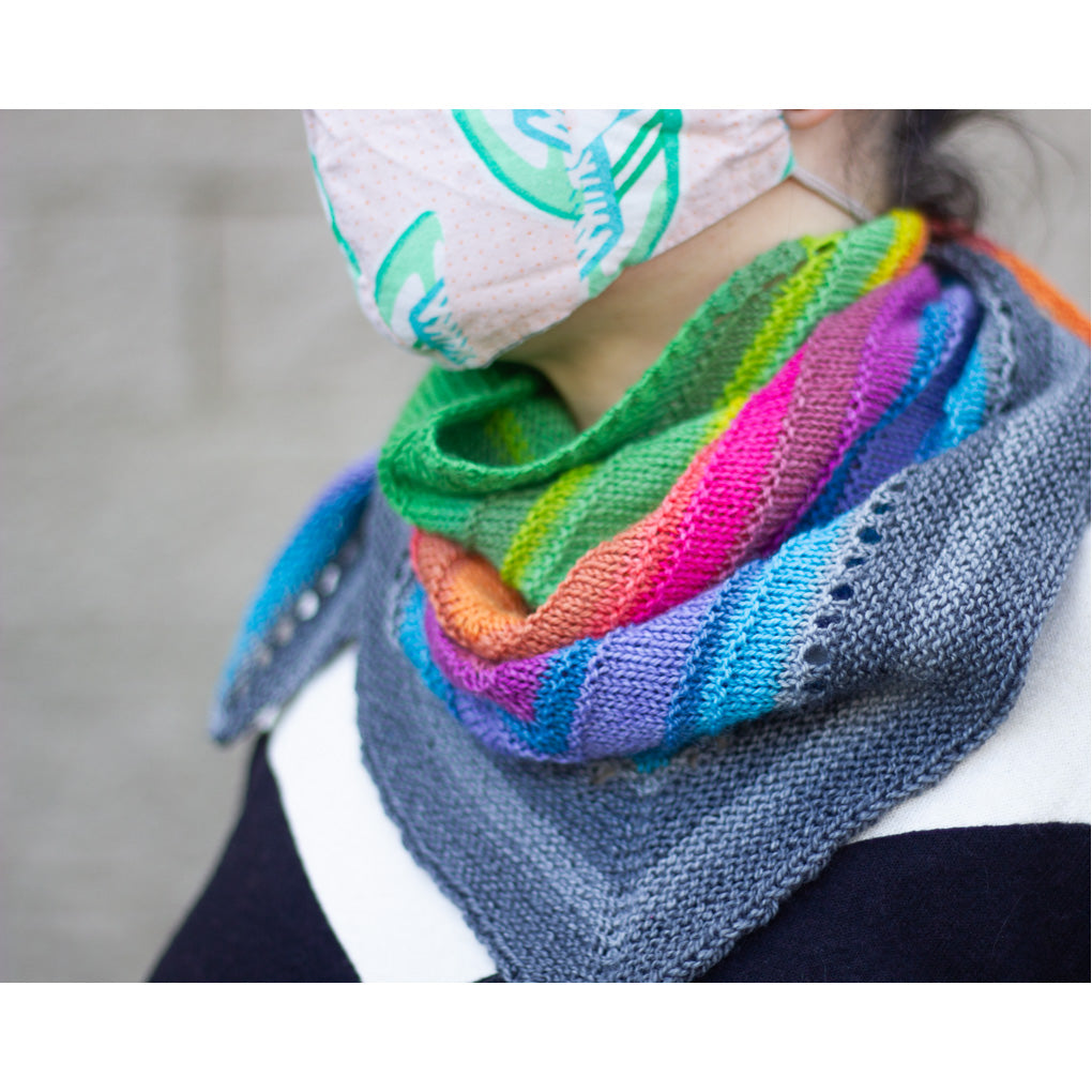 Hydrogen Shawl hand knit patchwork yarn