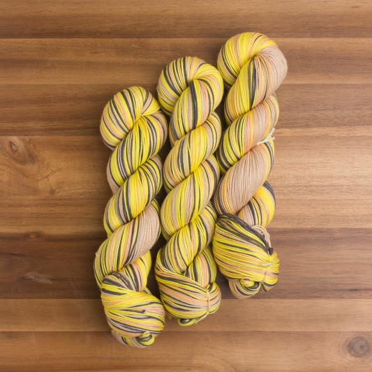 Self-striping yarn for clever knitters. – Gauge Dye Works