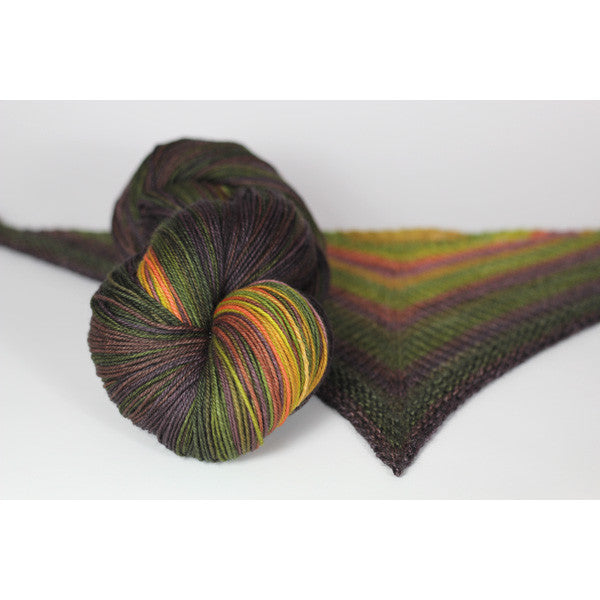 Olive Branch self striping shawl yarn gauge dye works