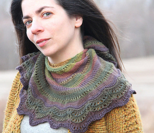 Olive Branch self striping shawl phi for your by Laura nelkin yarn gauge dye works